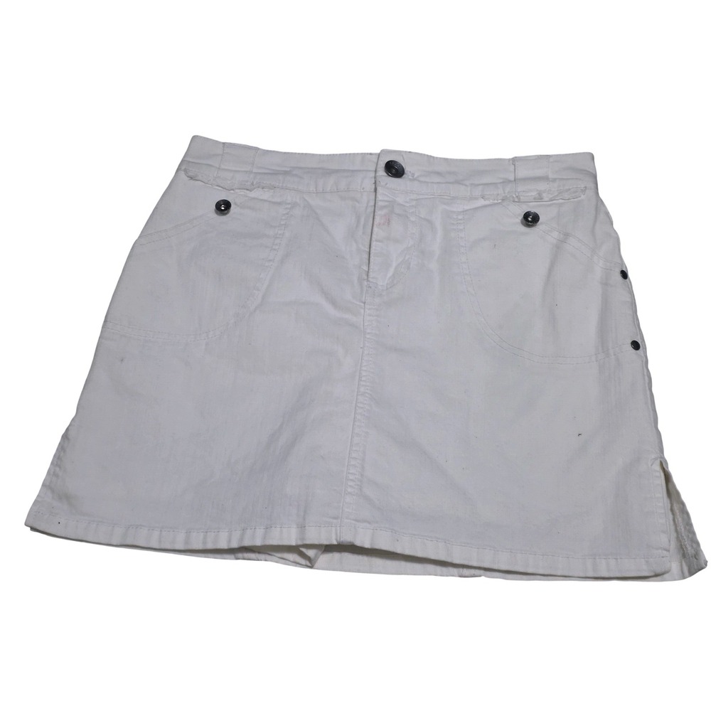 Gloria Vanderbilt Womens‎ White Denim Skort Size 8 Utility Mini Skirt Shorts